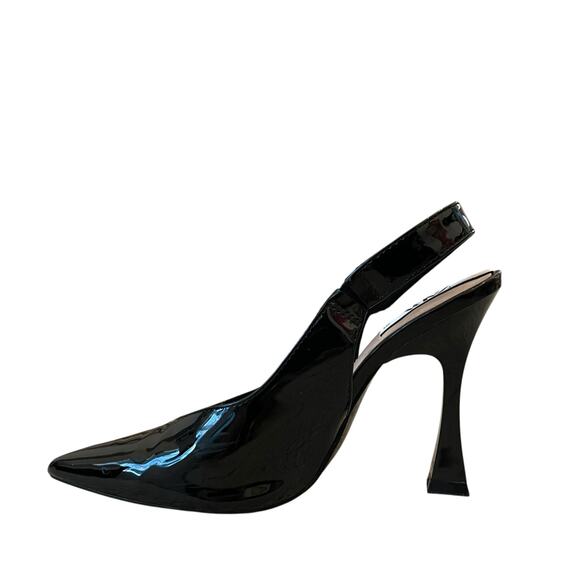 ZARA Black Patent Leather Pointed Toe Sling-Back Pumps High Heels Size 39 US 8.5 - Picture 4 of 13
